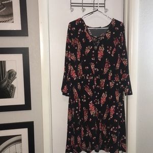 Black floral fit and flare style dress